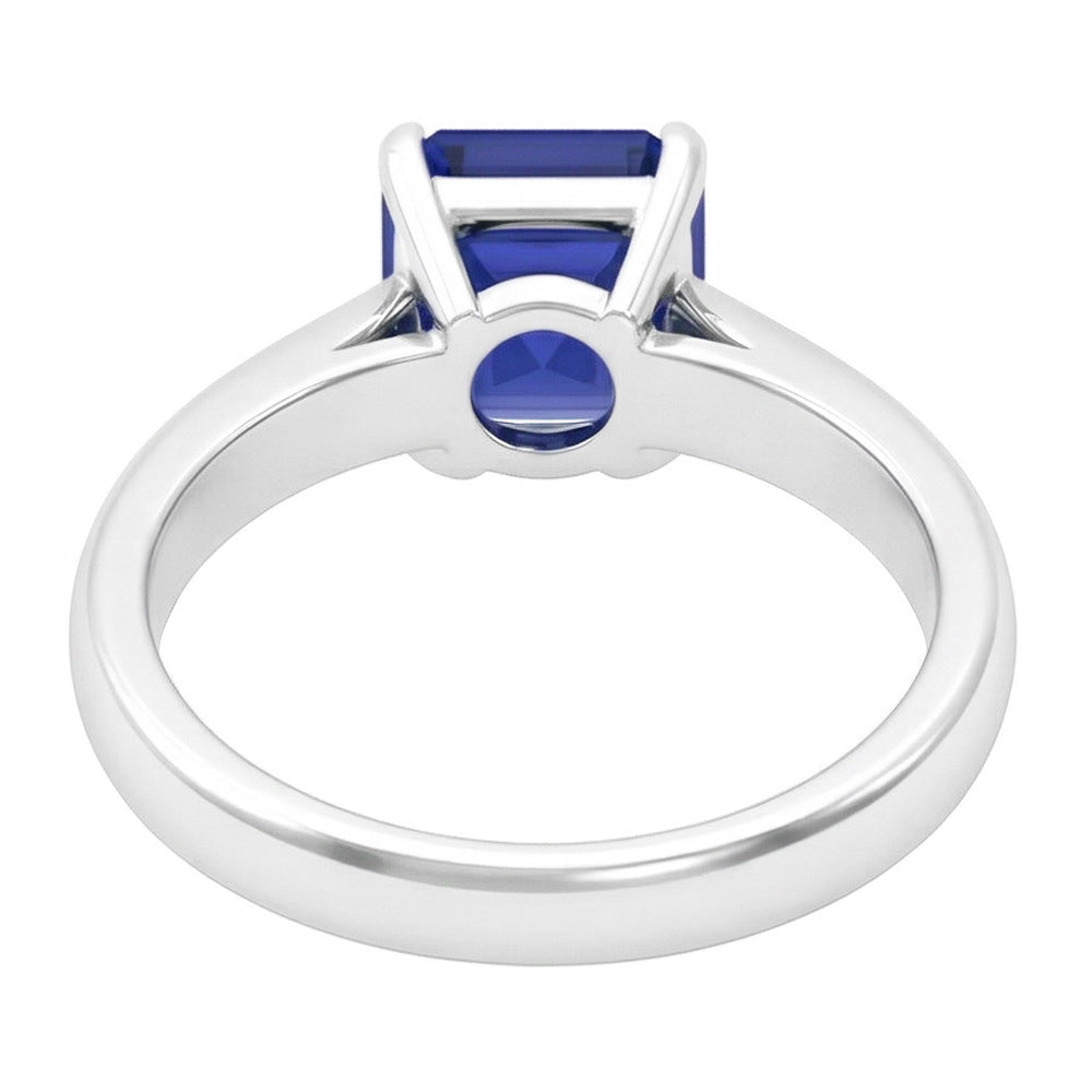 Natural Real ( Not Lab Grown )  White Gold Solitaire Ring Asscher Cut Sapphire Jewelry 1.50 Carats
