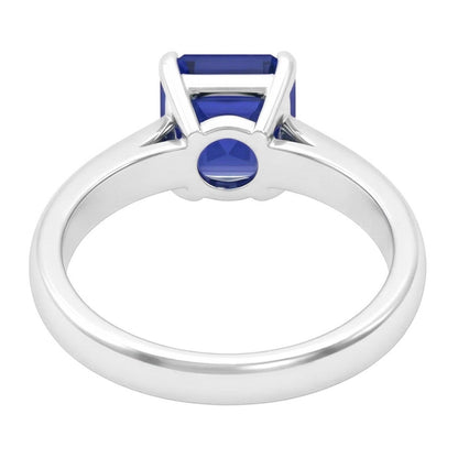 Natural Real ( Not Lab Grown )  White Gold Solitaire Ring Asscher Cut Sapphire Jewelry 1.50 Carats