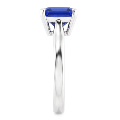 Natural Real ( Not Lab Grown )  White Gold Solitaire Ring Blue Sapphire Asscher Cut 2 Carats
