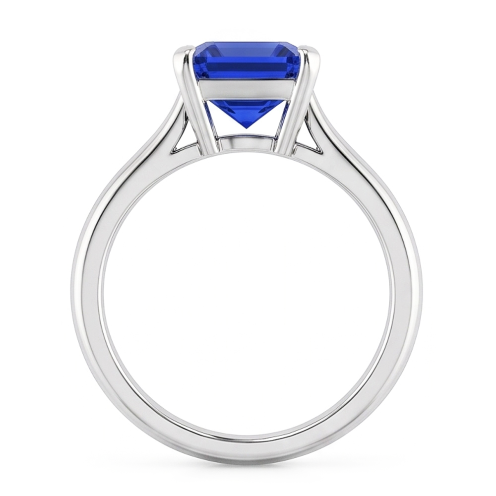Natural Real ( Not Lab Grown )  White Gold Solitaire Ring Blue Sapphire Asscher Cut 2 Carats
