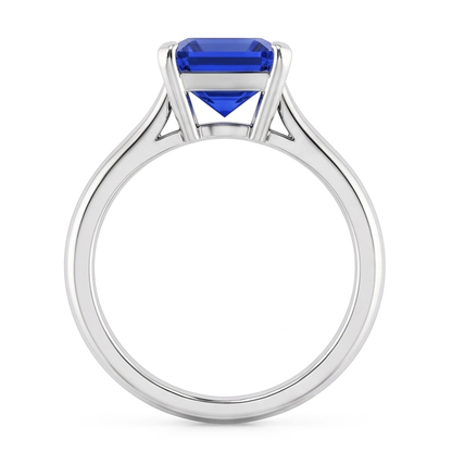 Natural Real ( Not Lab Grown )  White Gold Solitaire Ring Blue Sapphire Asscher Cut 2 Carats