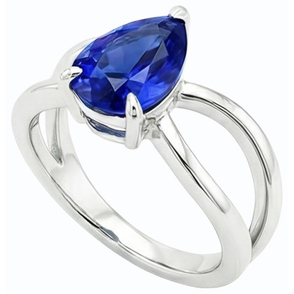 Natural Real ( Not Lab Grown )  White Gold Solitaire Ring Ceylon Sapphire 2.50 Carats Split Shank