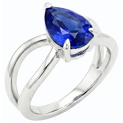 Natural Real ( Not Lab Grown )  White Gold Solitaire Ring Ceylon Sapphire 2.50 Carats Split Shank