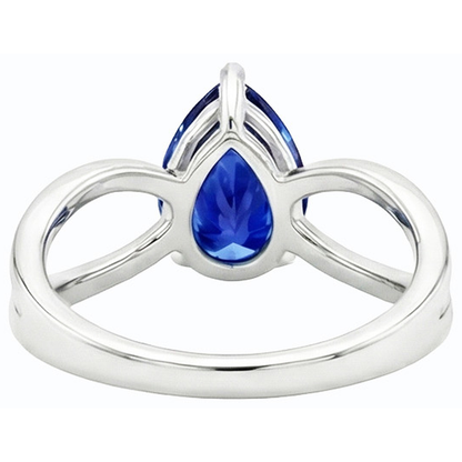 Natural Real ( Not Lab Grown )  White Gold Solitaire Ring Ceylon Sapphire 2.50 Carats Split Shank