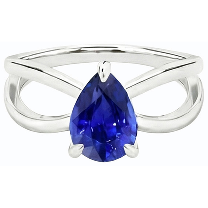 Natural Real ( Not Lab Grown )  White Gold Solitaire Ring Ceylon Sapphire 2.50 Carats Split Shank