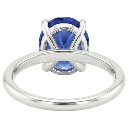 Natural Real ( Not Lab Grown )  White Gold Solitaire Ring Jewelry Oval Ceylon Sapphire 2 Carats