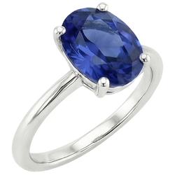 Natural Real ( Not Lab Grown )  White Gold Solitaire Ring Jewelry Oval Ceylon Sapphire 2 Carats