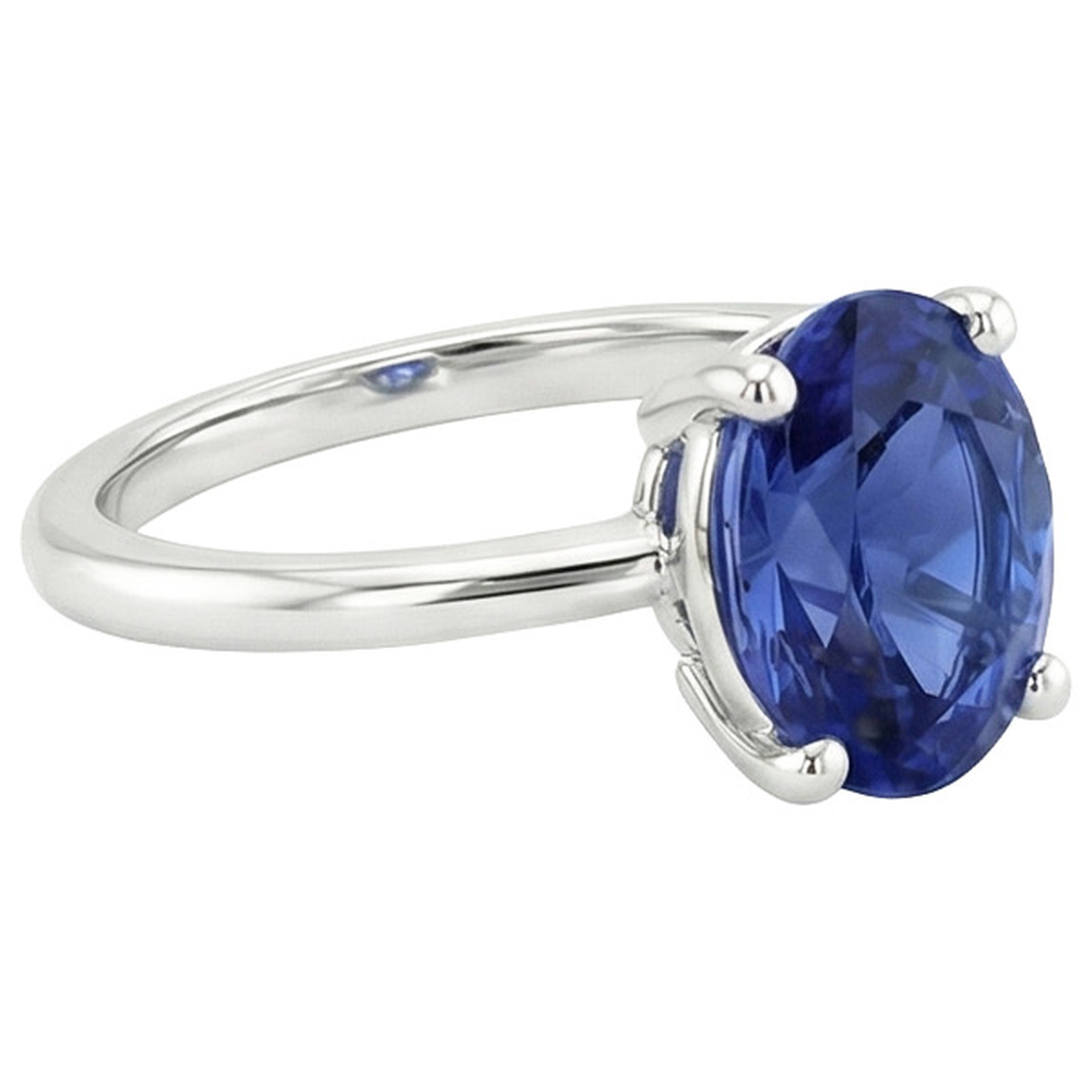 Natural Real ( Not Lab Grown )  White Gold Solitaire Ring Jewelry Oval Ceylon Sapphire 2 Carats