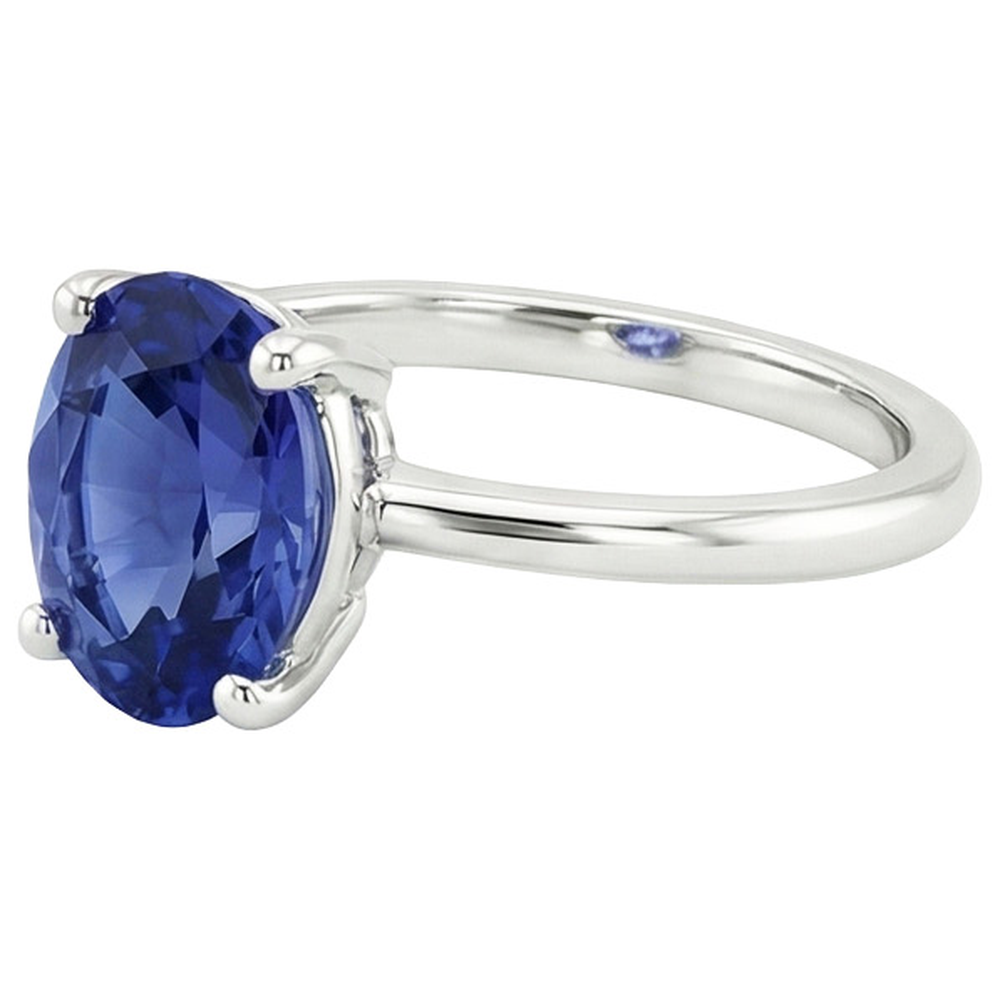 Natural Real ( Not Lab Grown )  White Gold Solitaire Ring Jewelry Oval Ceylon Sapphire 2 Carats