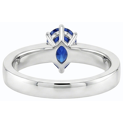 Natural Real ( Not Lab Grown )  White Gold Solitaire Wedding Ring Pear SriLanka Sapphire 1 Carat
