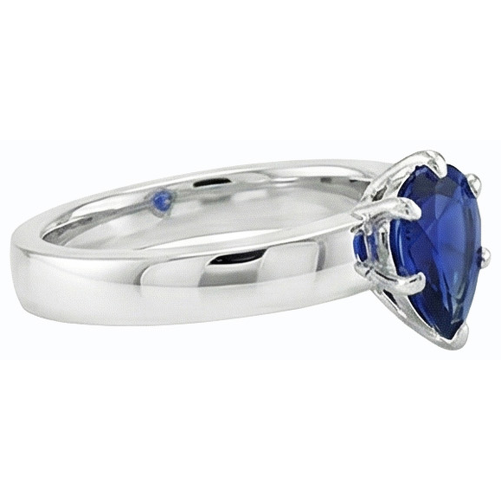 Natural Real ( Not Lab Grown )  White Gold Solitaire Wedding Ring Pear SriLanka Sapphire 1 Carat