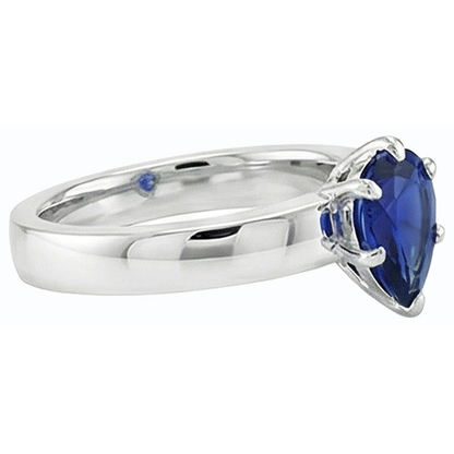 Natural Real ( Not Lab Grown )  White Gold Solitaire Wedding Ring Pear SriLanka Sapphire 1 Carat