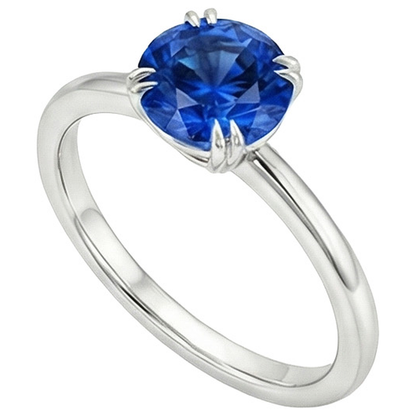 Natural Real ( Not Lab Grown )  Women Engagement Ring 2 Carats New White Gold Solitaire Blue Sapphire