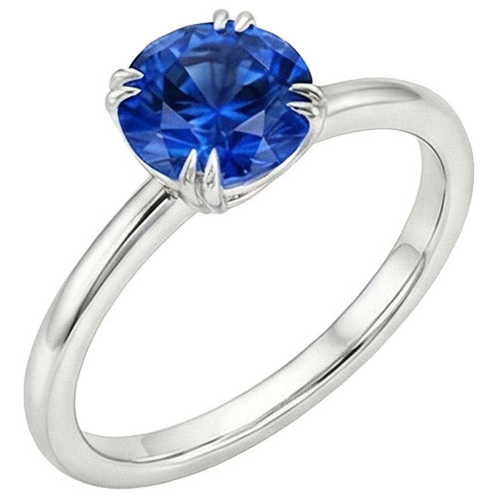 Natural Real ( Not Lab Grown )  Women Engagement Ring 2 Carats New White Gold Solitaire Blue Sapphire