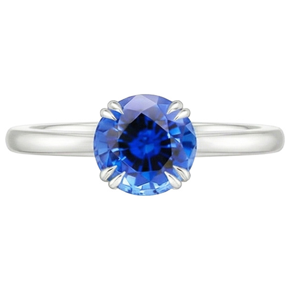 Natural Real ( Not Lab Grown )  Women Engagement Ring 2 Carats New White Gold Solitaire Blue Sapphire