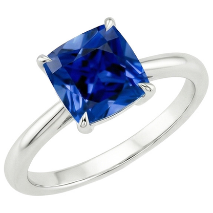 Natural Real ( Not Lab Grown )  Women Gemstone Ring Solitaire Sri Lankan Sapphire Cushion 2.25 Carats