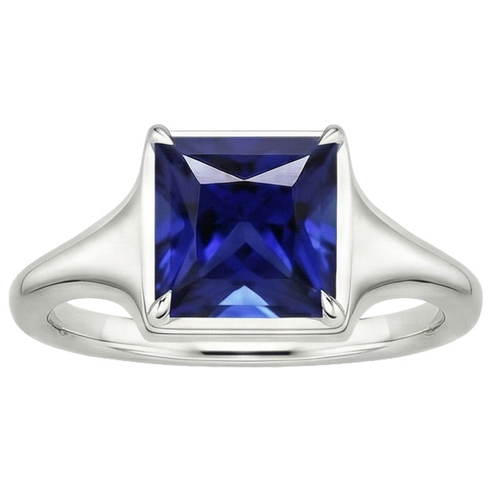 Natural Real ( Not Lab Grown )  Women Gemstone Solitaire Ring Princess Sri Lankan Sapphire 5 Carats