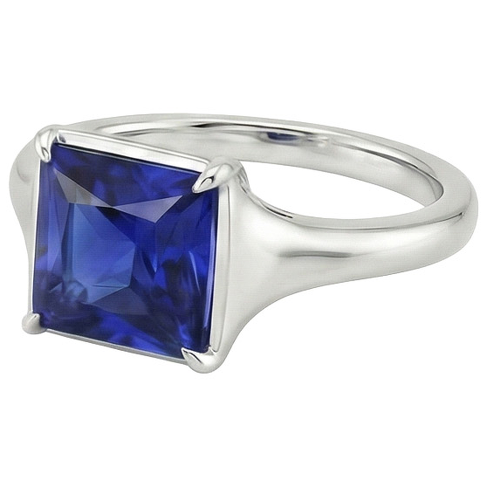 Natural Real ( Not Lab Grown )  Women Gemstone Solitaire Ring Princess Sri Lankan Sapphire 5 Carats