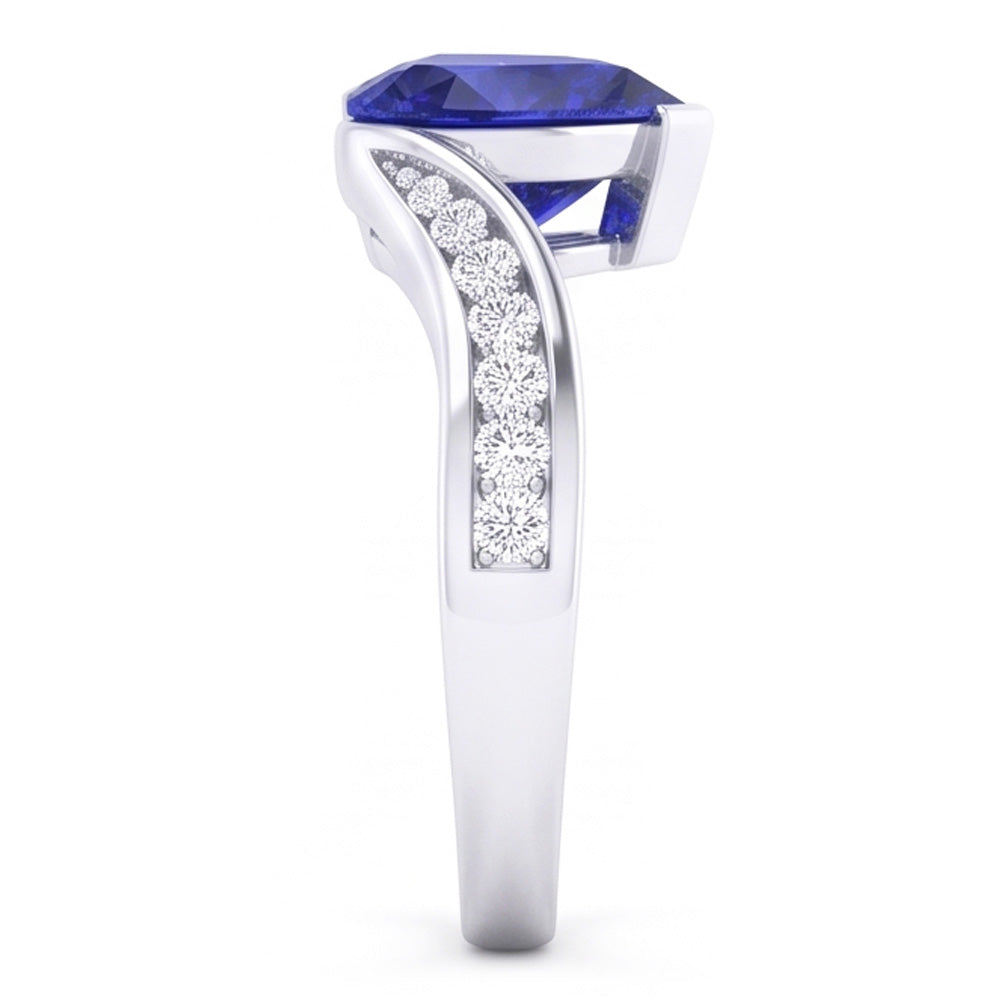 Natural Real ( Not Lab Grown )  Women Heart Gemstone Ceylon Sapphire Ring Tension Style 3 Carats