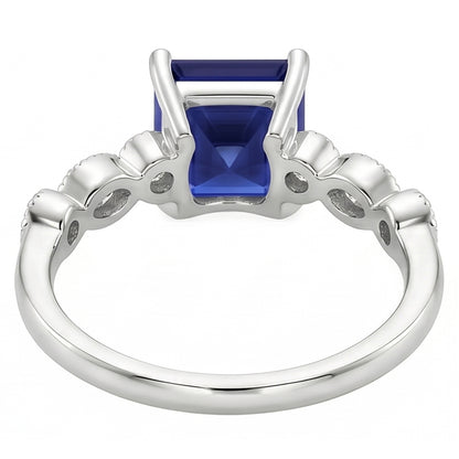 Natural Real ( Not Lab Grown )  Women Solitaire Blue Sapphire Ring With Accents Vintage Style 6 Carats