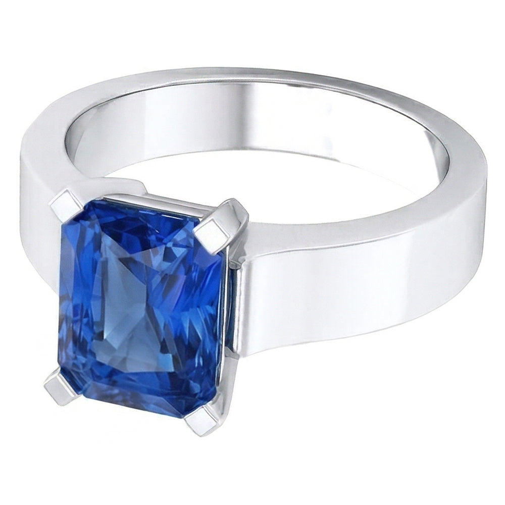 Natural Real ( Not Lab Grown )  Women Solitaire Gemstone Blue Sapphire Ring Tension Style 1.50 Carats