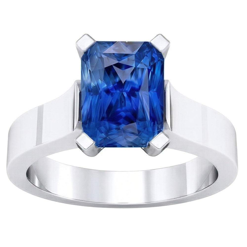 Natural Real ( Not Lab Grown )  Women Solitaire Gemstone Blue Sapphire Ring Tension Style 1.50 Carats