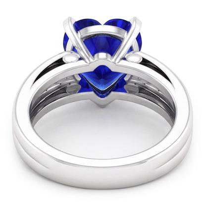 Natural Real ( Not Lab Grown )  Women Solitaire Heart Cut Ceylon Sapphire Ring Triple Shank 3 Carats