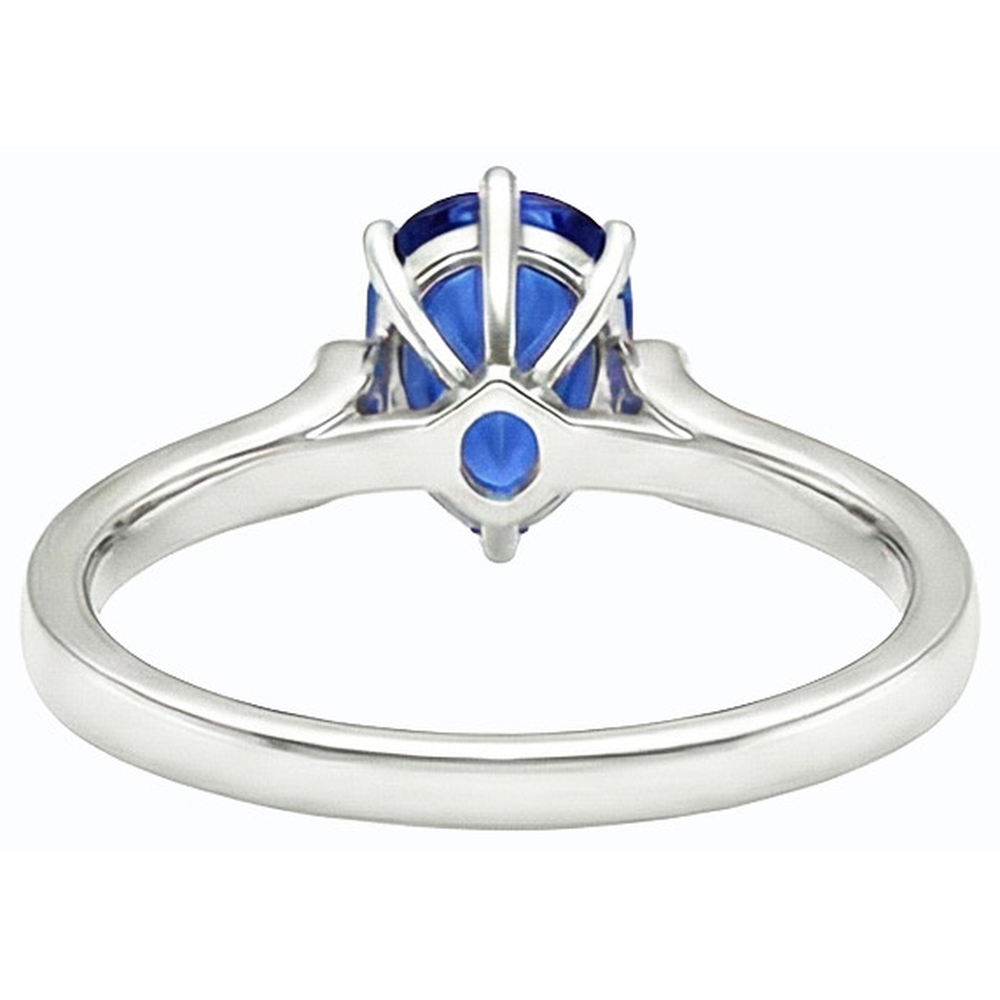 Natural Real ( Not Lab Grown )  Women Solitaire Pear Sri Lankan Sapphire Ring White Gold 2 Carats