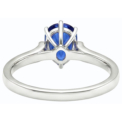 Natural Real ( Not Lab Grown )  Women Solitaire Pear Sri Lankan Sapphire Ring White Gold 2 Carats