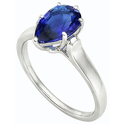 Natural Real ( Not Lab Grown )  Women Solitaire Pear Sri Lankan Sapphire Ring White Gold 2 Carats