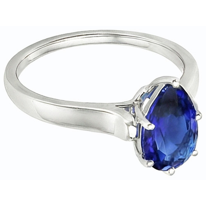 Natural Real ( Not Lab Grown )  Women Solitaire Pear Sri Lankan Sapphire Ring White Gold 2 Carats