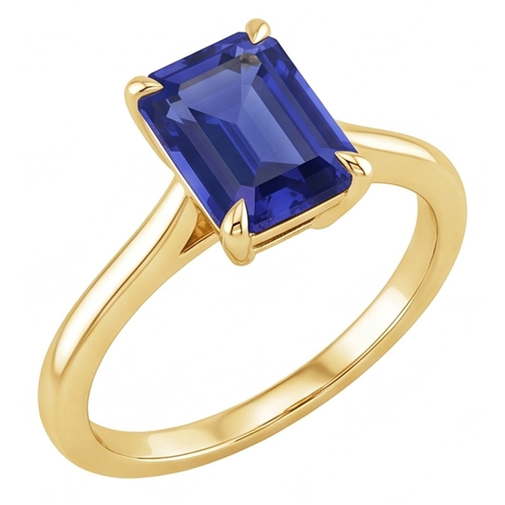 Natural Real ( Not Lab Grown )  Women Solitaire Ring Yellow Gold Emerald Ceylon Sapphire 2.50 Carats