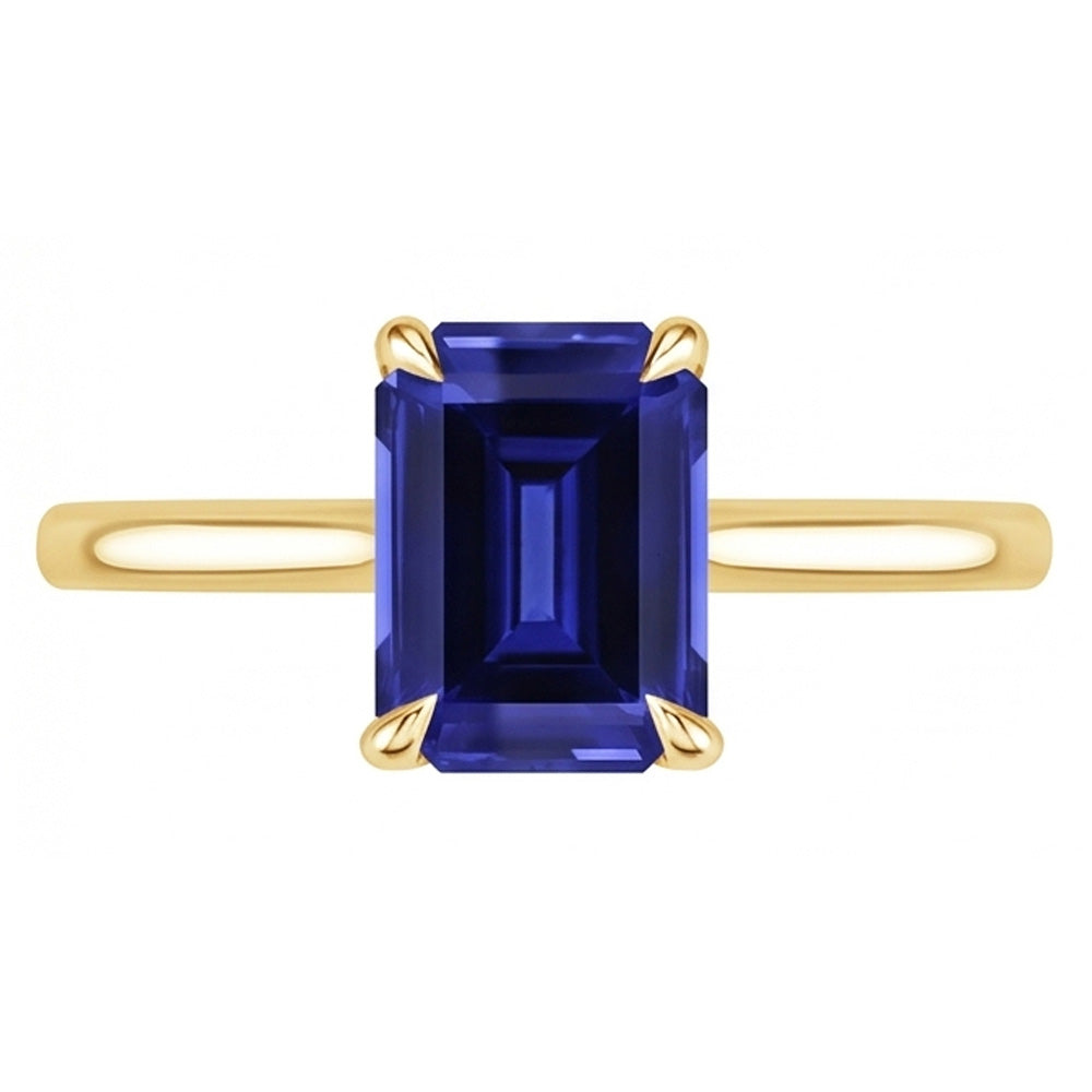 Natural Real ( Not Lab Grown )  Women Solitaire Ring Yellow Gold Emerald Ceylon Sapphire 2.50 Carats