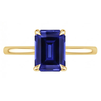 Natural Real ( Not Lab Grown )  Women Solitaire Ring Yellow Gold Emerald Ceylon Sapphire 2.50 Carats