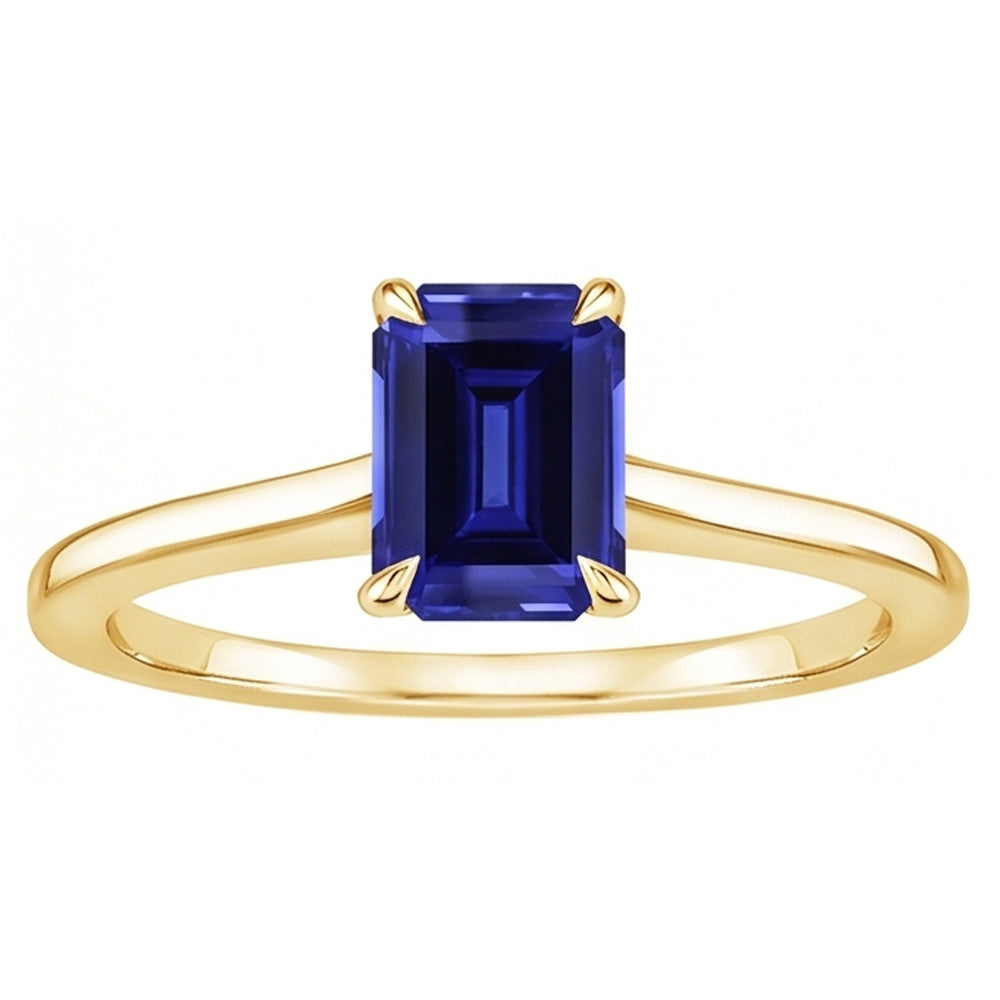 Natural Real ( Not Lab Grown )  Women Solitaire Ring Yellow Gold Emerald Ceylon Sapphire 2.50 Carats