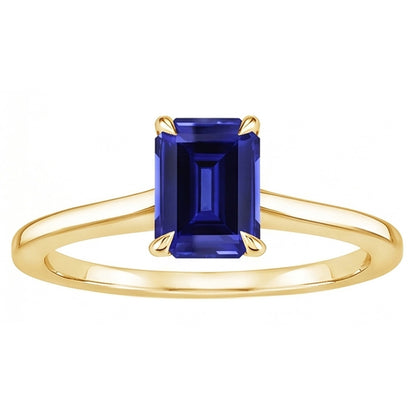 Natural Real ( Not Lab Grown )  Women Solitaire Ring Yellow Gold Emerald Ceylon Sapphire 2.50 Carats