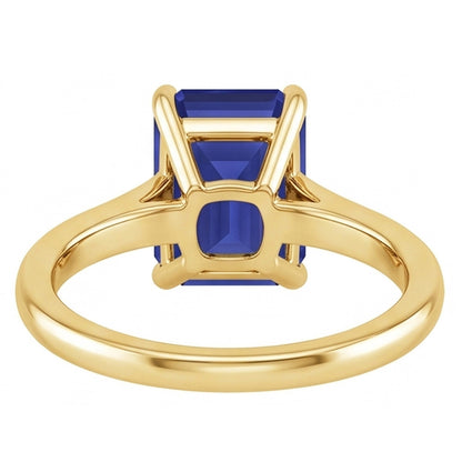 Natural Real ( Not Lab Grown )  Women Solitaire Ring Yellow Gold Emerald Ceylon Sapphire 2.50 Carats