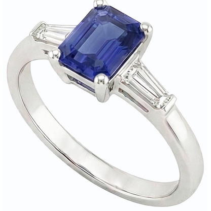 Natural Real ( Not Lab Grown )  Women Three Stone Anniversary Ring Emerald Ceylon Sapphire 1.75 Carats