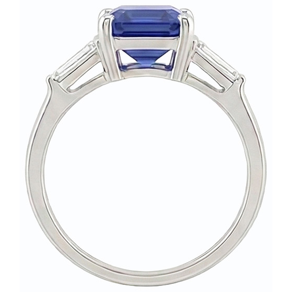 Natural Real ( Not Lab Grown )  Women Three Stone Anniversary Ring Emerald Ceylon Sapphire 1.75 Carats