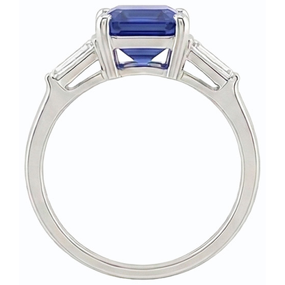 Natural Real ( Not Lab Grown )  Women Three Stone Anniversary Ring Emerald Ceylon Sapphire 1.75 Carats