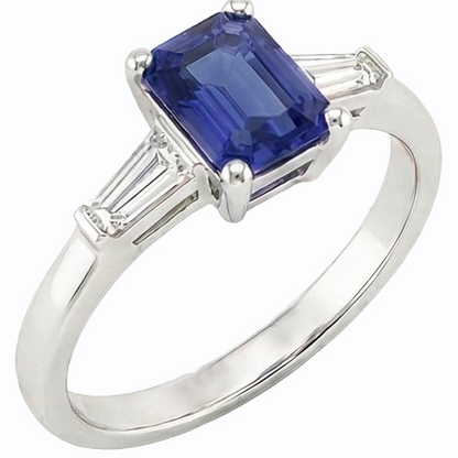 Natural Real ( Not Lab Grown )  Women Three Stone Anniversary Ring Emerald Ceylon Sapphire 1.75 Carats