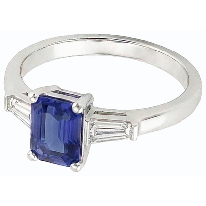 Natural Real ( Not Lab Grown )  Women Three Stone Anniversary Ring Emerald Ceylon Sapphire 1.75 Carats