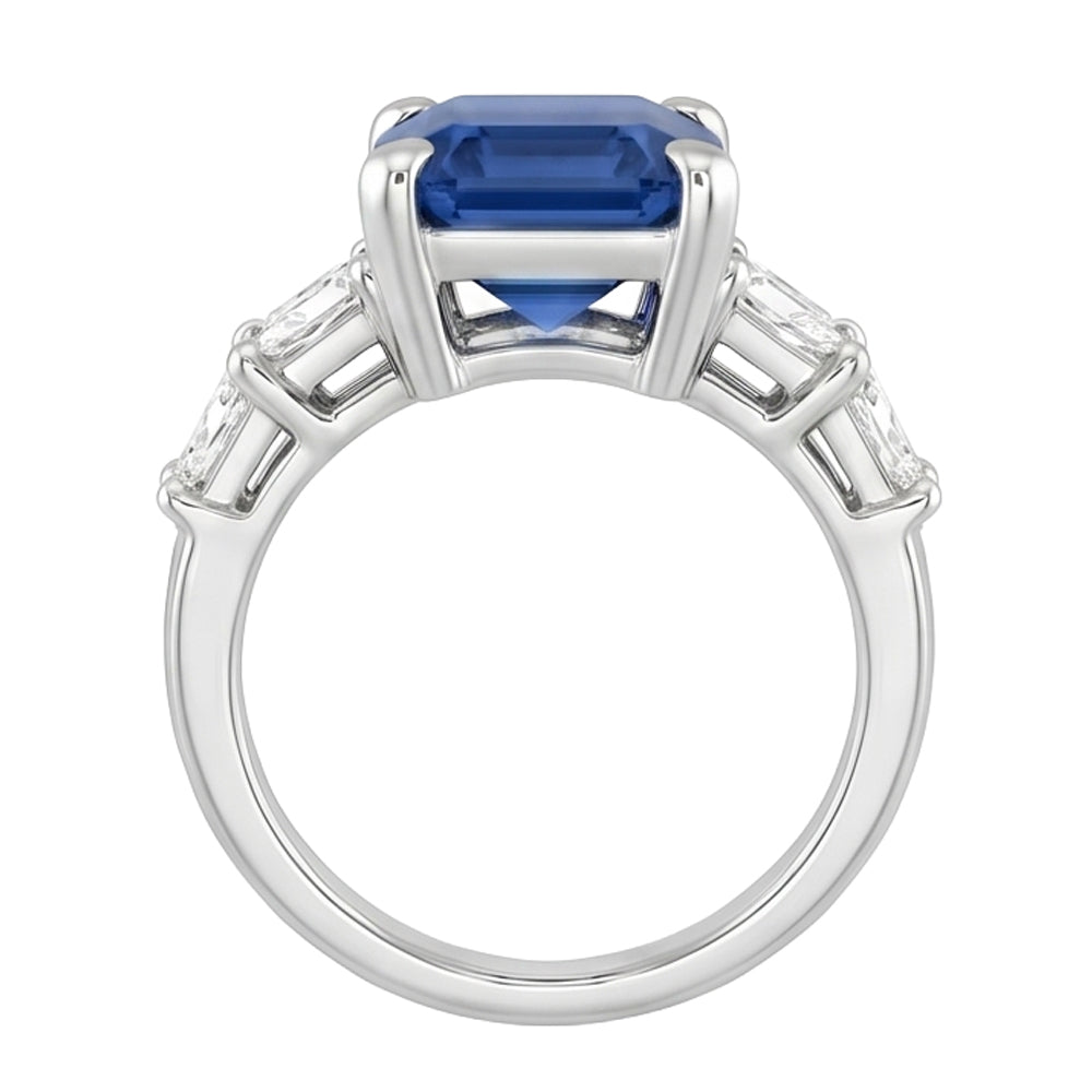 Natural Real ( Not Lab Grown )  Women's Emerald Gemstone Ring With Accents 2.50 Carats Ceylon Sapphire