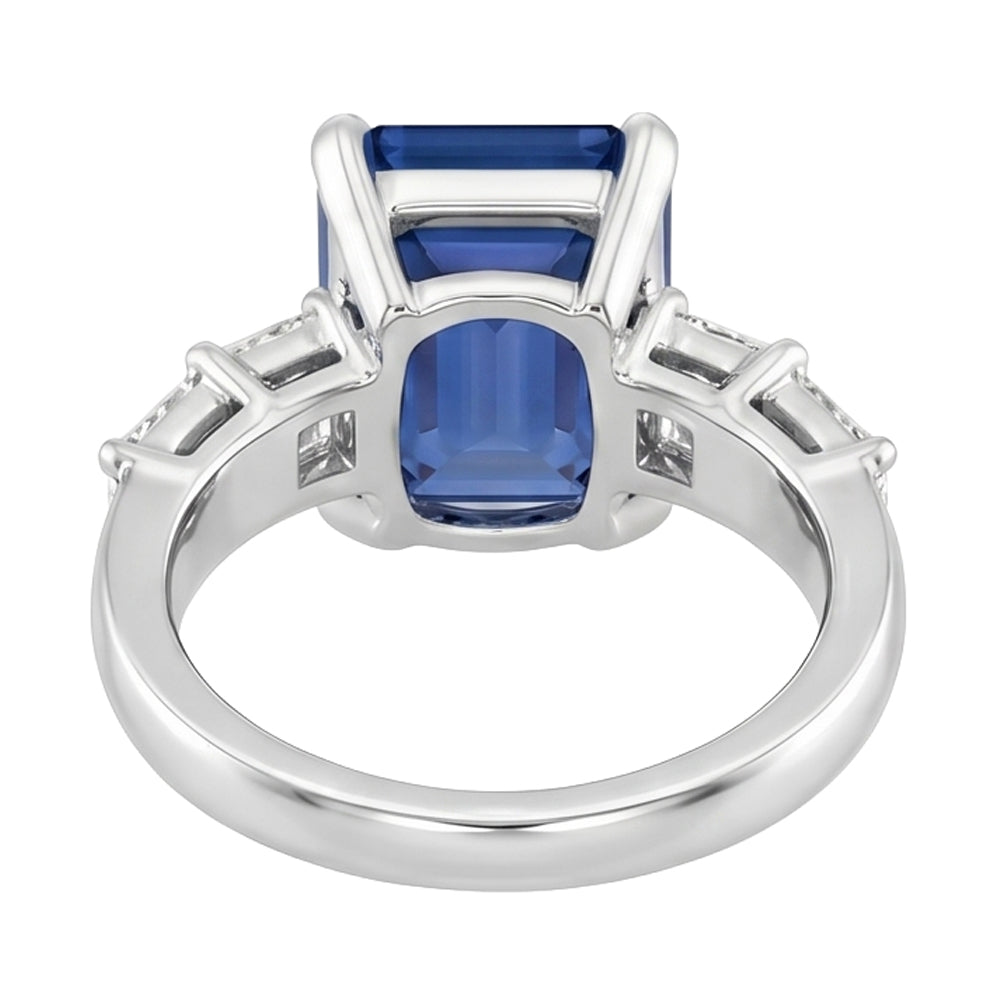 Natural Real ( Not Lab Grown )  Women's Emerald Gemstone Ring With Accents 2.50 Carats Ceylon Sapphire