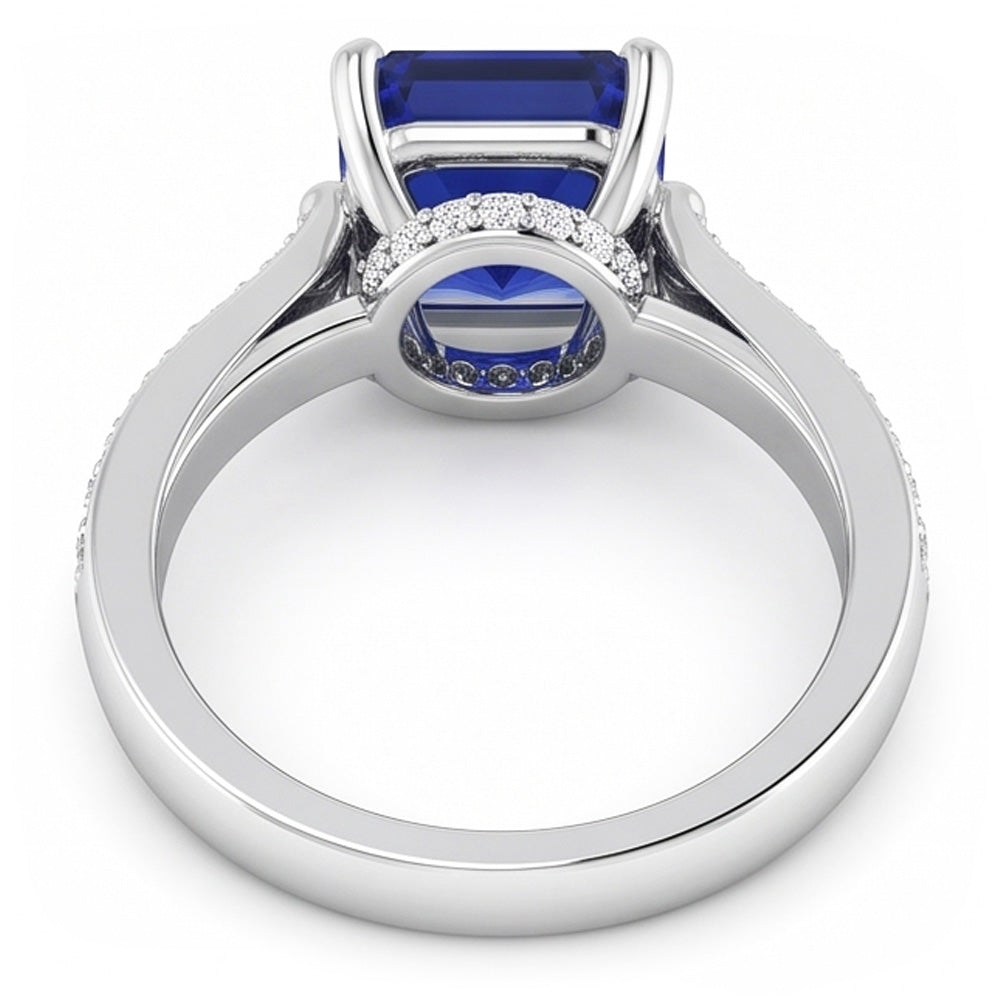 Natural Real ( Not Lab Grown )  Women's Engagement Ring 2.50 Carats Emerald Sapphire Cathedral Setting
