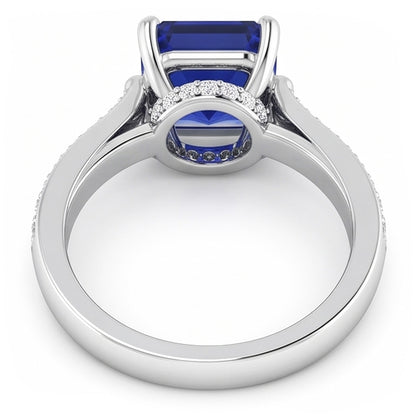 Natural Real ( Not Lab Grown )  Women's Engagement Ring 2.50 Carats Emerald Sapphire Cathedral Setting