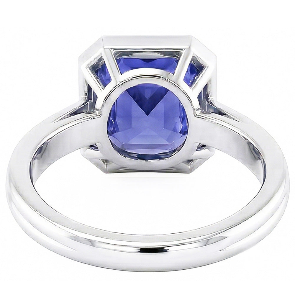 Natural Real ( Not Lab Grown )  Women's Gold Solitaire Ring Radiant Cut Sapphire Bezel Set 2.50 Carats