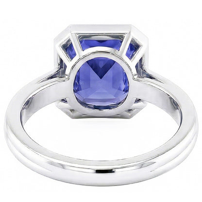 Natural Real ( Not Lab Grown )  Women's Gold Solitaire Ring Radiant Cut Sapphire Bezel Set 2.50 Carats