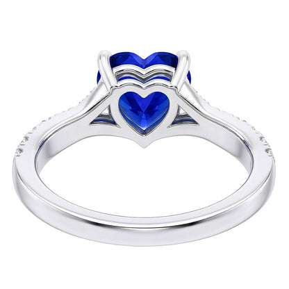 Natural Real ( Not Lab Grown )  Women's Ring Deep Blue Sapphire With Accents Split Shank 3.50 Carats