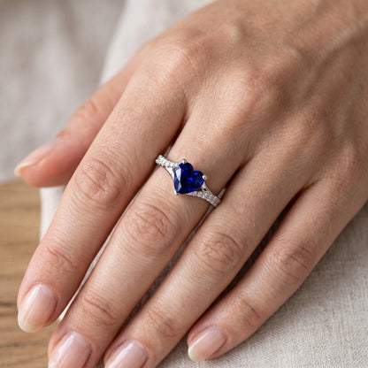 Natural Real ( Not Lab Grown )  Women's Ring Deep Blue Sapphire With Accents Split Shank 3.50 Carats